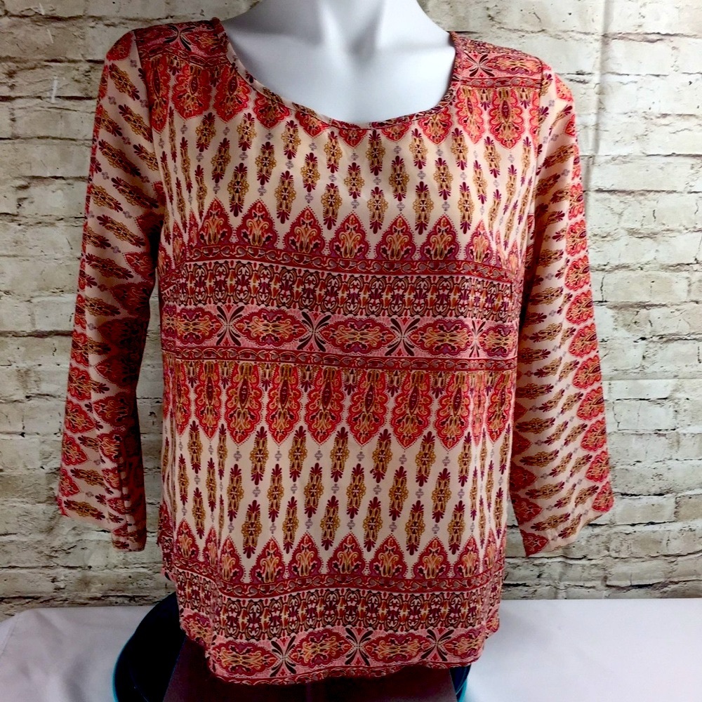 💰3👚for $17 Japna Love Womens Blouse criss cross back Tunic Large Hand Made